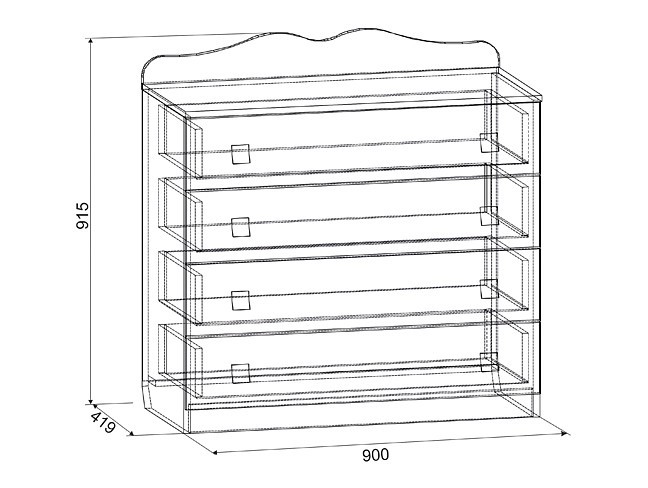 Комод Амели MDA-06 (дуб молочный дуб молочный с рисунком  900x419x915)