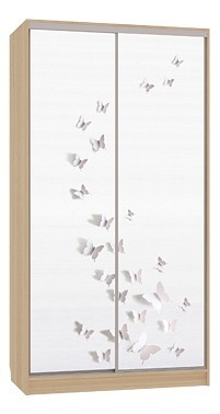 Шкаф-купе Рио 7-600 18 (дуб сонома белый с рисунком бабочки  1200x604x2305)