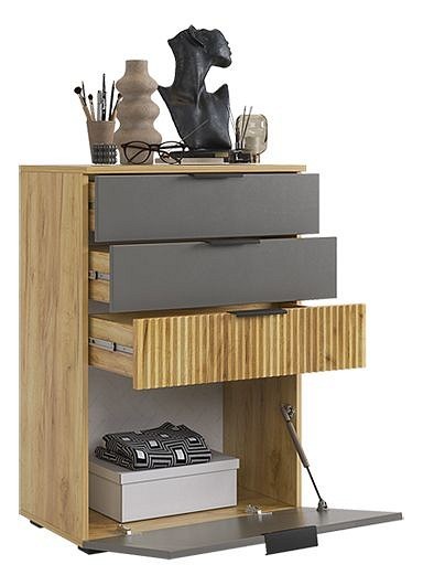 Комод Бери (дуб крафт золотой графит  600x354x863)