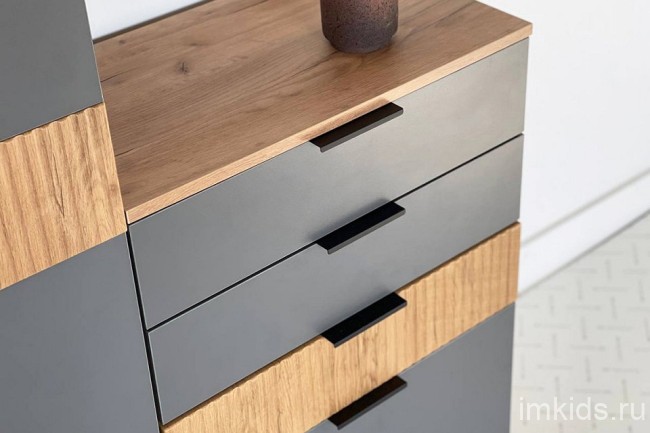 Комод Бери (дуб крафт золотой графит  600x354x863)