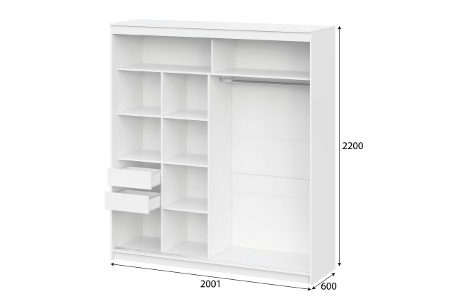 Шкаф-купе "ШКП 3" (2,0) Белый текстурный