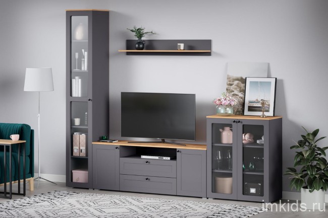 Тумба под ТВ 16.47 Остин Серый Графит, Дуб Золотой