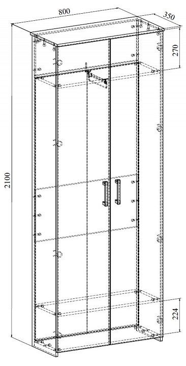 Шкаф платяной Агата АТ-4 (дуб крафт золотой дуб крафт золотой  800x350x2100)