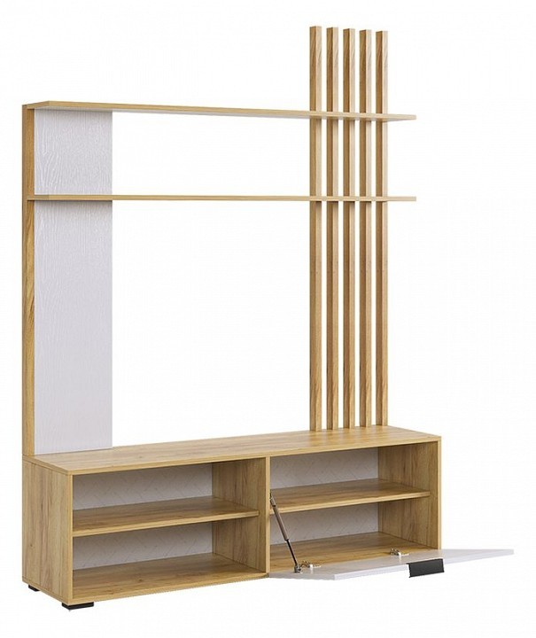 Стенка для гостиной Бери (дуб крафт золотой белое дерево 1400x350x1810) Стенка для гостиной Бери (дуб крафт золотой белое дерево 1400x350x1810)