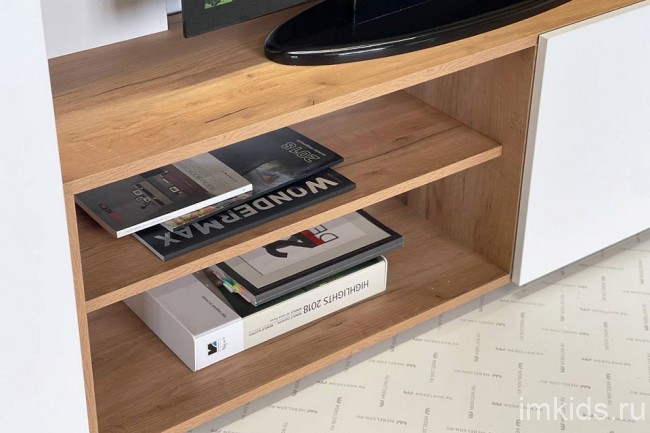 Стенка для гостиной Бери (дуб крафт золотой белое дерево 1400x350x1810) Стенка для гостиной Бери (дуб крафт золотой белое дерево 1400x350x1810)