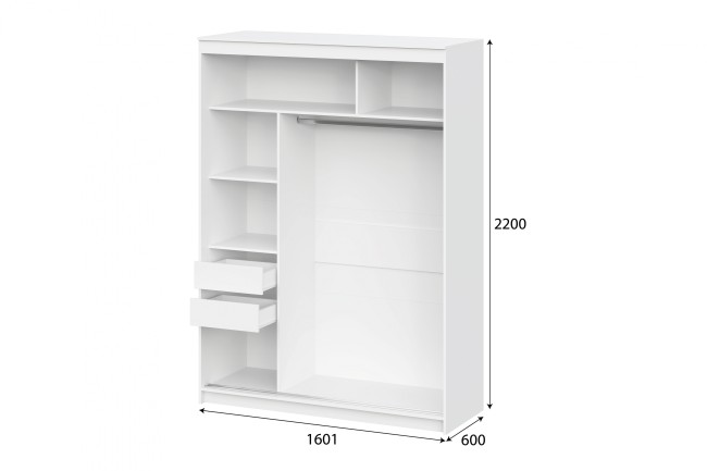 Шкаф-купе "ШКП 3" (1,6) Белый текстурный