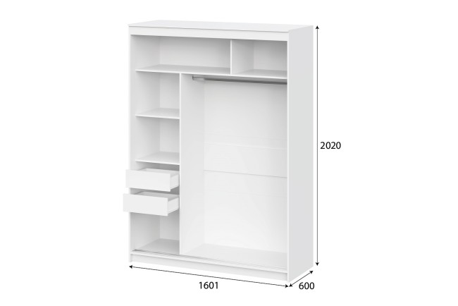 Шкаф-купе "ШКП 3" (1,6) Белый текстурный