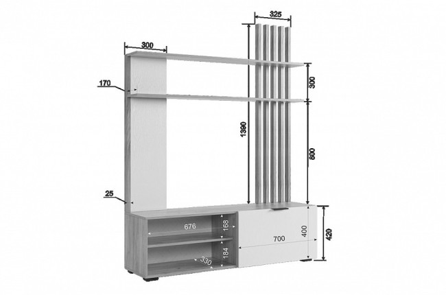 Стенка для гостиной Бери (дуб крафт золотой графит 1400x350x1810) Стенка для гостиной Бери (дуб крафт золотой графит 1400x350x1810)