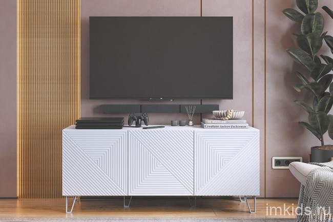 Тумба под телевизор Солана, белый/белый софт