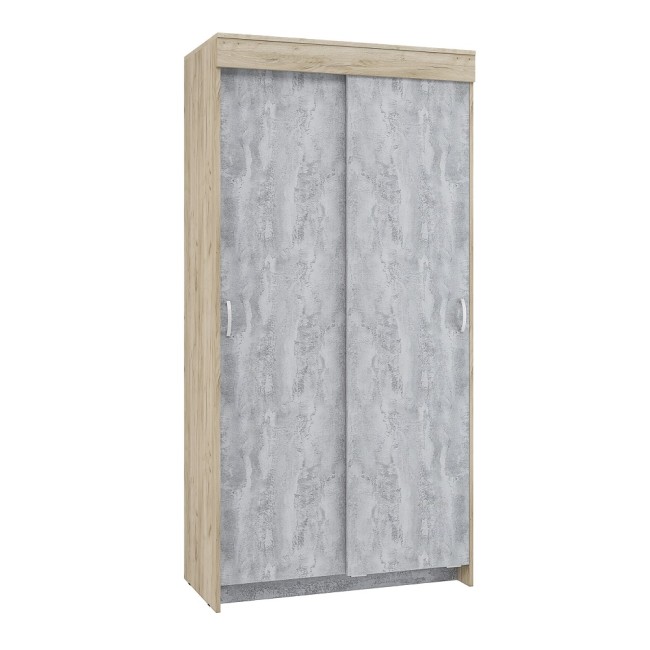 Шкаф-купе Бассо 1 м, дуб крафт серый/бетонный камень