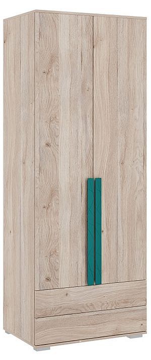 Шкаф платяной Лайк 55.01 (дуб мария дуб мария, изумруд  800x550x2100)