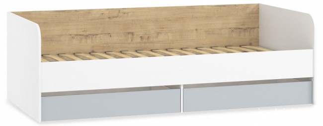 Кровать Морти НМ 041.38 (белый, дуб бунратти белый, серый  2042x950x652)