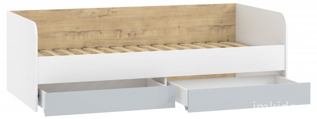 Кровать Морти НМ 041.38 (белый, дуб бунратти белый, серый  2042x950x652)