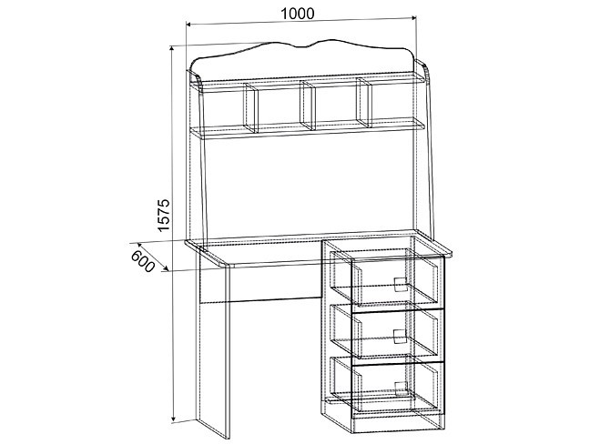 Стол компьютерный Амели MDA-05 (дуб молочный дуб молочный с рисунком  1000x600x1575)