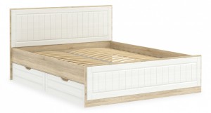 Кровать двуспальная Оливия НМ 040.34 (дерево белое, дуб сонома   2058x1690x994)