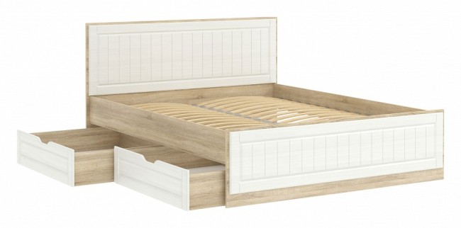 Кровать двуспальная Оливия НМ 040.34 (дерево белое, дуб сонома   2058x1690x994)