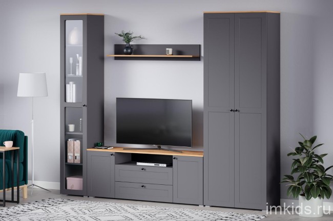 Шкаф 16.307 Остин Серый Графит, Дуб Золотой