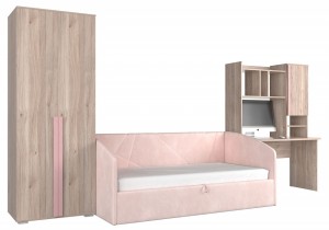 Гарнитур для детской Лайк К12 (дуб мария дуб мария, роуз нежно-розовый )