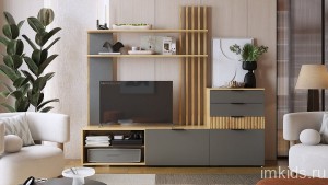 Набор для гостиной Бери К3 (дуб крафт золотой графит  )