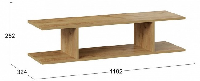 Полка навесная Хилтон (дуб крафт золотой   1102x324x252)