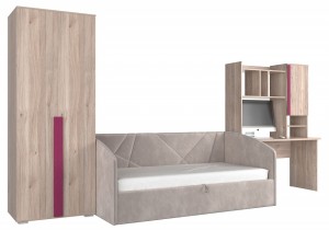 Гарнитур для детской Лайк К12 (дуб мария дуб мария, фуксия капучино )