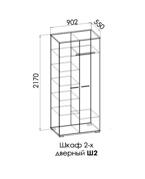 ЛАМБО Шкаф 2-х дверный Ш2