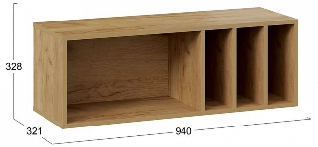 Полка навесная Хилтон Исп 1.1 (дуб крафт золотой   940x321x328)