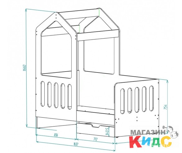 Кровать домик Сказка для 2-х детей 160х80