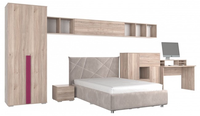 Гарнитур для детской Лайк КД58 (дуб мария дуб мария, фуксия капучино )