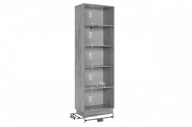 Шкаф платяной Моди (дуб крафт золотой белое дерево  600x350x1885)