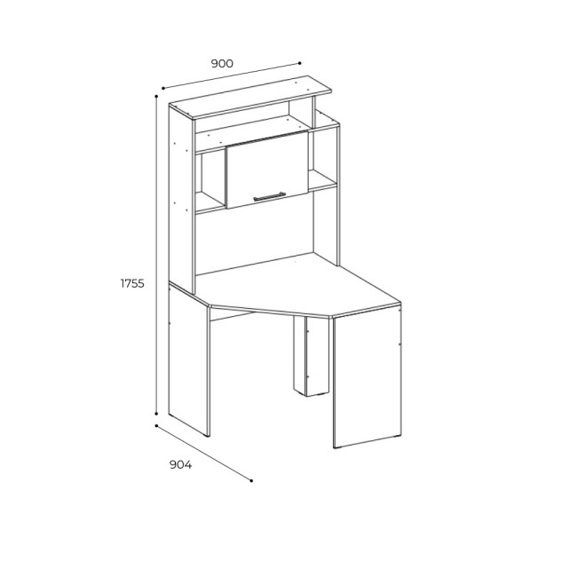 Стол компьютерный Квартет-12 со стеллажом, дуб сонома/белый