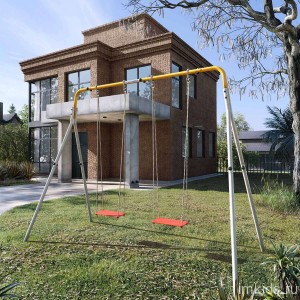 Качели двойные + ФАНЕРНЫЕ качели Romana R.103.28.04 (серый/жёлтый)