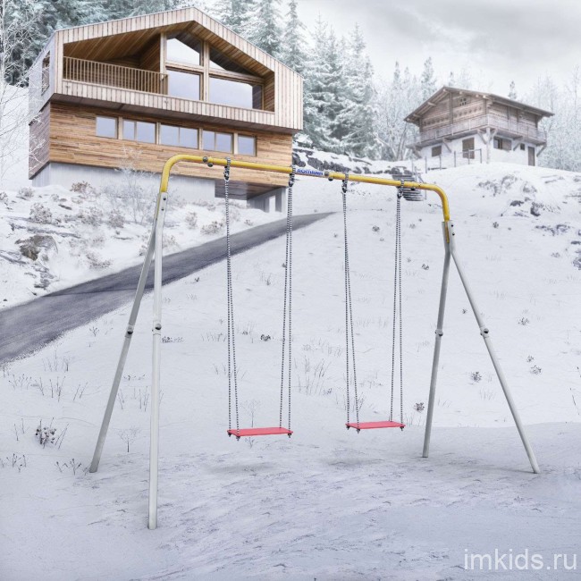 Качели двойные + ФАНЕРНЫЕ качели Romana R.103.28.04 (серый/жёлтый)