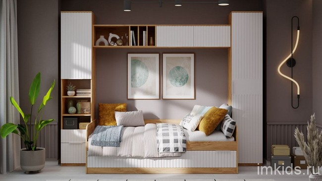 Шкаф для белья Хилтон Исп. 2 (дуб крафт золотой белый  450x428x2260)