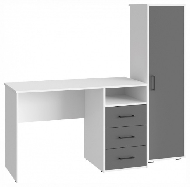 Шкаф для белья Оскар ОС-01 (белый структурный графит  400x430x1470)