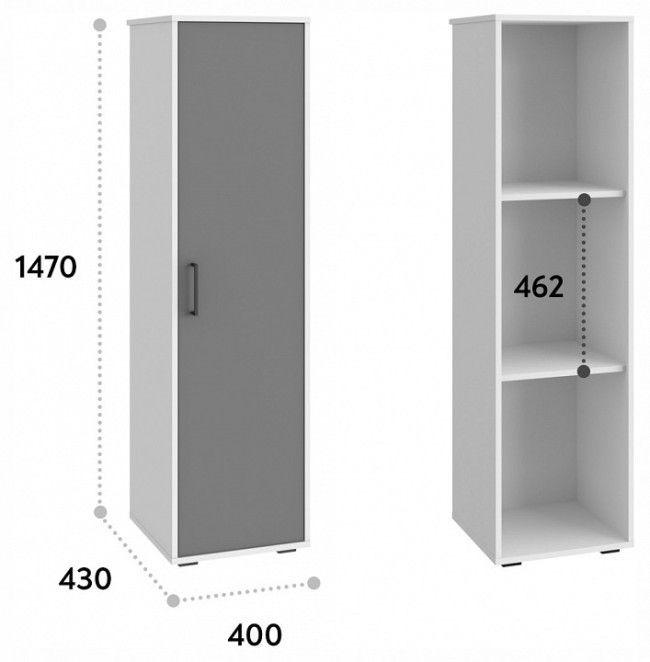 Шкаф для белья Оскар ОС-01 (белый структурный графит  400x430x1470)
