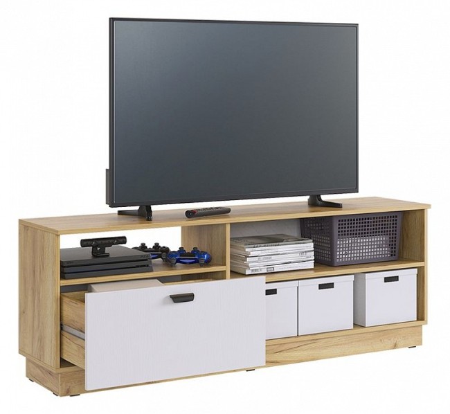 Тумба Моди (дуб крафт золотой белое дерево 1550x350x550) Тумба Моди (дуб крафт золотой белое дерево 1550x350x550)