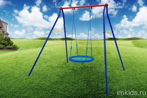 Качели дачные "Пионер 1К" + качели гнездо 76 см.(сетка)