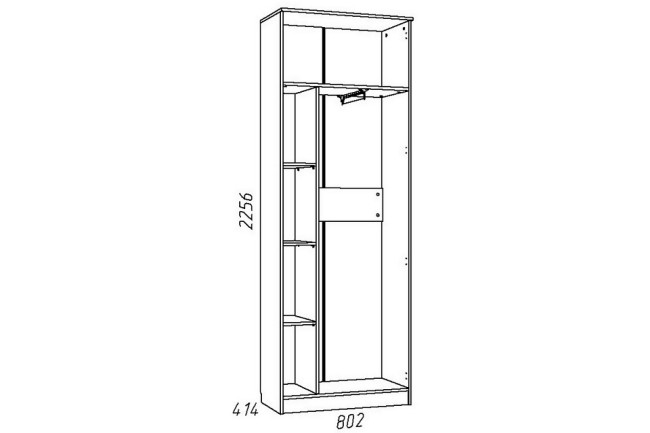 Шкаф платяной Акварель НМ 013.02-02 М (дуб сонома капучино  802x414x2256)