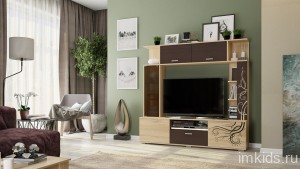 Стенка для гостиной Ника CTV-007 (дуб сонома венге, дуб сонома  1548x383x1486)