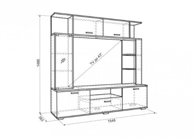 Стенка для гостиной Ника CTV-007 (дуб сонома венге, дуб сонома 1548x383x1486) Стенка для гостиной Ника CTV-007 (дуб сонома венге, дуб сонома 1548x383x1486)