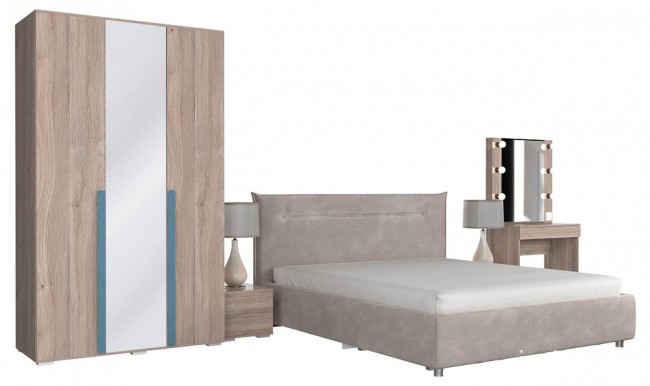 Гарнитур для спальни Лайк КС14 (дуб мария дуб мария, индиго капучино )