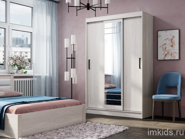 Шкаф-купе Тео ШКК-02, ясень белый