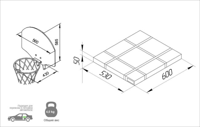 Щит баскетбольный Romana 1.Д-04.03