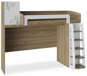 Кровать-чердак Оксфорд (белый с рисунком, ривьера белый с рисунком  2506x1237x2200)