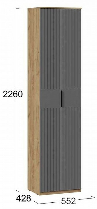 Шкаф платяной Хилтон Исп. 2 (дуб крафт золотой графит  552x428x2260)