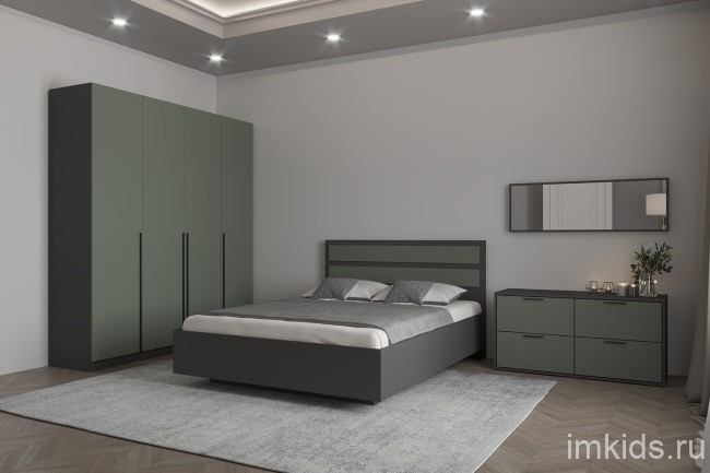 Зеркало настенное Феникс, графит/олива софт