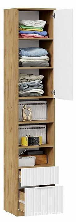 Шкаф комбинированный Хилтон Исп. 2 (дуб крафт золотой белый  450x428x2260)