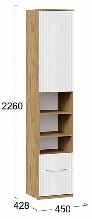 Шкаф комбинированный Хилтон Исп. 2 (дуб крафт золотой белый  450x428x2260)