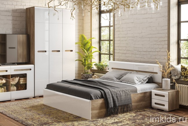 Кровать с реечным настилом Наоми КР-11 160х200, белый глянец